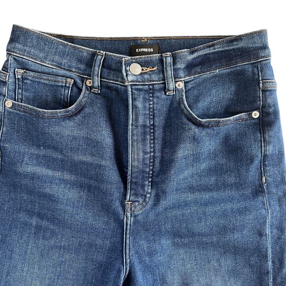 Express Women’s Slim Ankle Super High Rise Jeans Blue Denim Size 8R - Picture 3 of 10